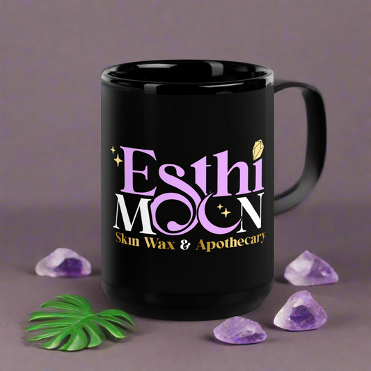 Black Esthi Moon Glossy Mug
